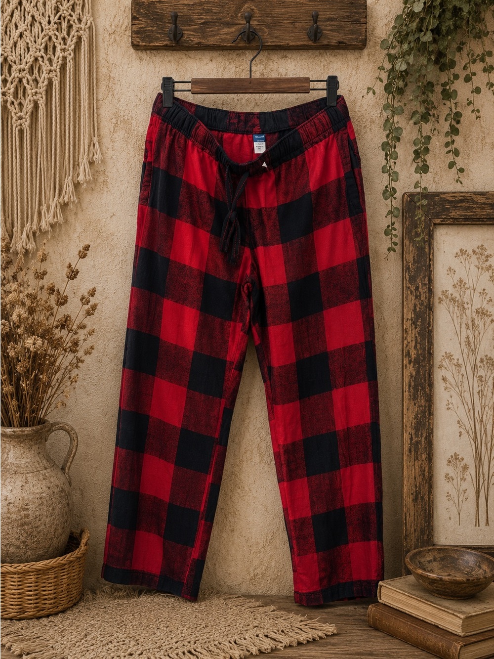 Old Navy Match The‎ Family Buffalo Plaid Check Pajama Pants Black Red Size Large